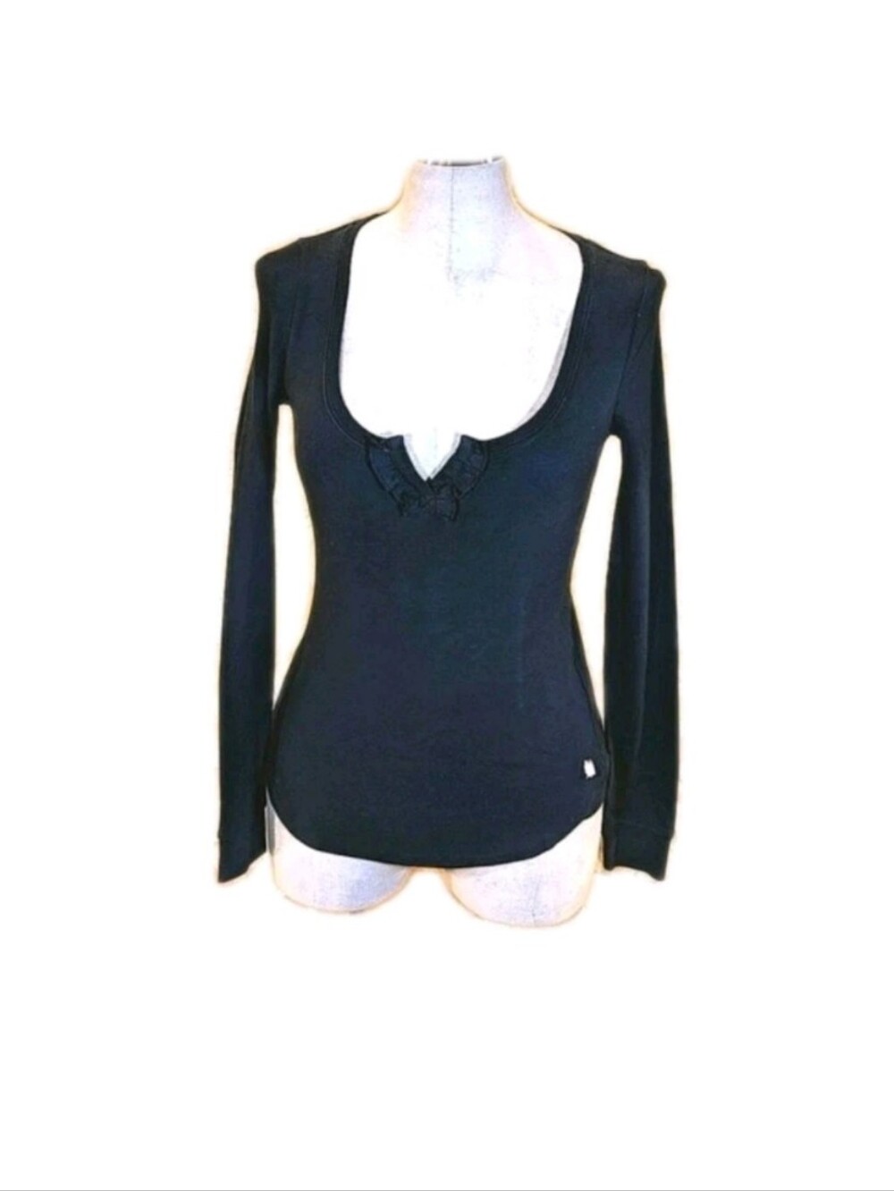 Juicy Couture Top scoop neck long sleeve  shirt Cotton Navy Women's Size XS